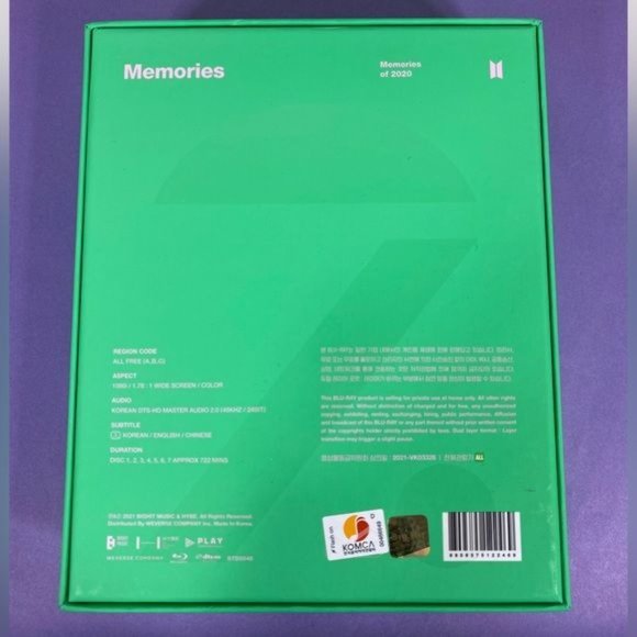 BTS Memories Of 2020 Blue-Rey DVD Boxset with Jimin Photocard - Picture 5 of 16